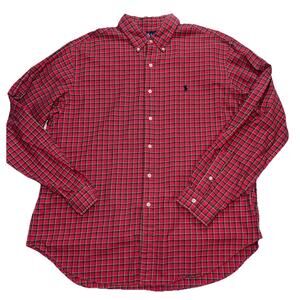 Polo Ralph Lauren Shirt Mens Size XL Red Tartan Plaid Classic Fit Flannel Xmas